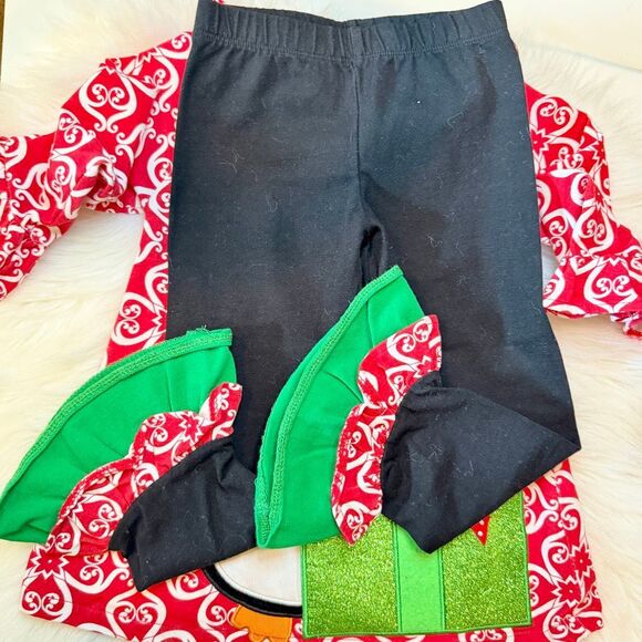 Rare Editions Girls Penguin Present Glitter Top & Flair Pants Set 3T Preowned - Picture 5 of 7